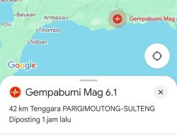 Gempa Magnitudo 6,1 Guncang Parigi Moutong, Sulawesi Tengah, Terdampak Hingga Gorontalo