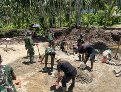 TNI dan Warga Gotong Royong Percepat Pembangunan Jembatan di Pohuwato