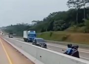 Pemotor Bonceng Anak Istri Dicegat di Tol usai Masuk Lewat GT Kandeman
