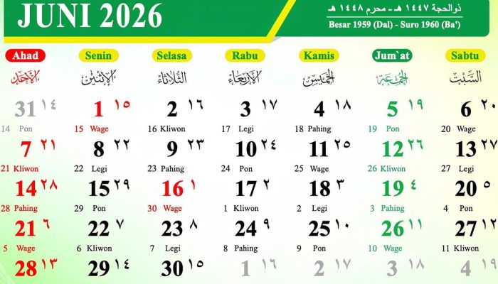 Juni 2026 Punya Tanggal Merah dan Peluang Libur Panjang 4 Hari