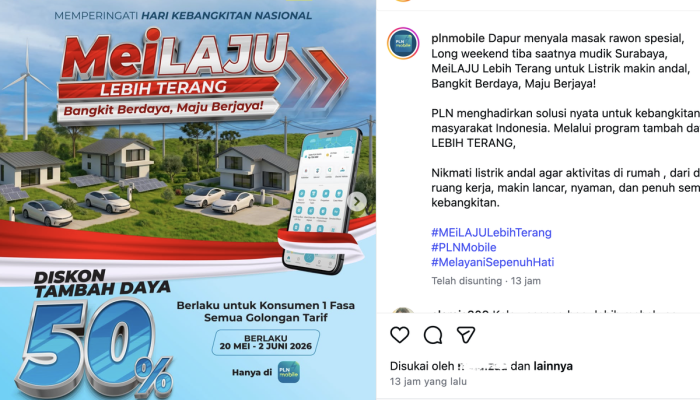 PLN Kembali Beri Diskon Tambah Daya 50 Persen hingga 2 Juni 2026, Ini Syarat dan Tarif Terbarunya