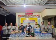 Polsek Suwawa Gelar Operasi Pekat, Ratusan Botol Miras Berbagai Merek Disita