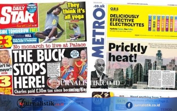 Headline koran: “The buck stops here” dan “Prickly heat!”—Charles tak tinggal di Buckingham Palace, Inggris panas rekor