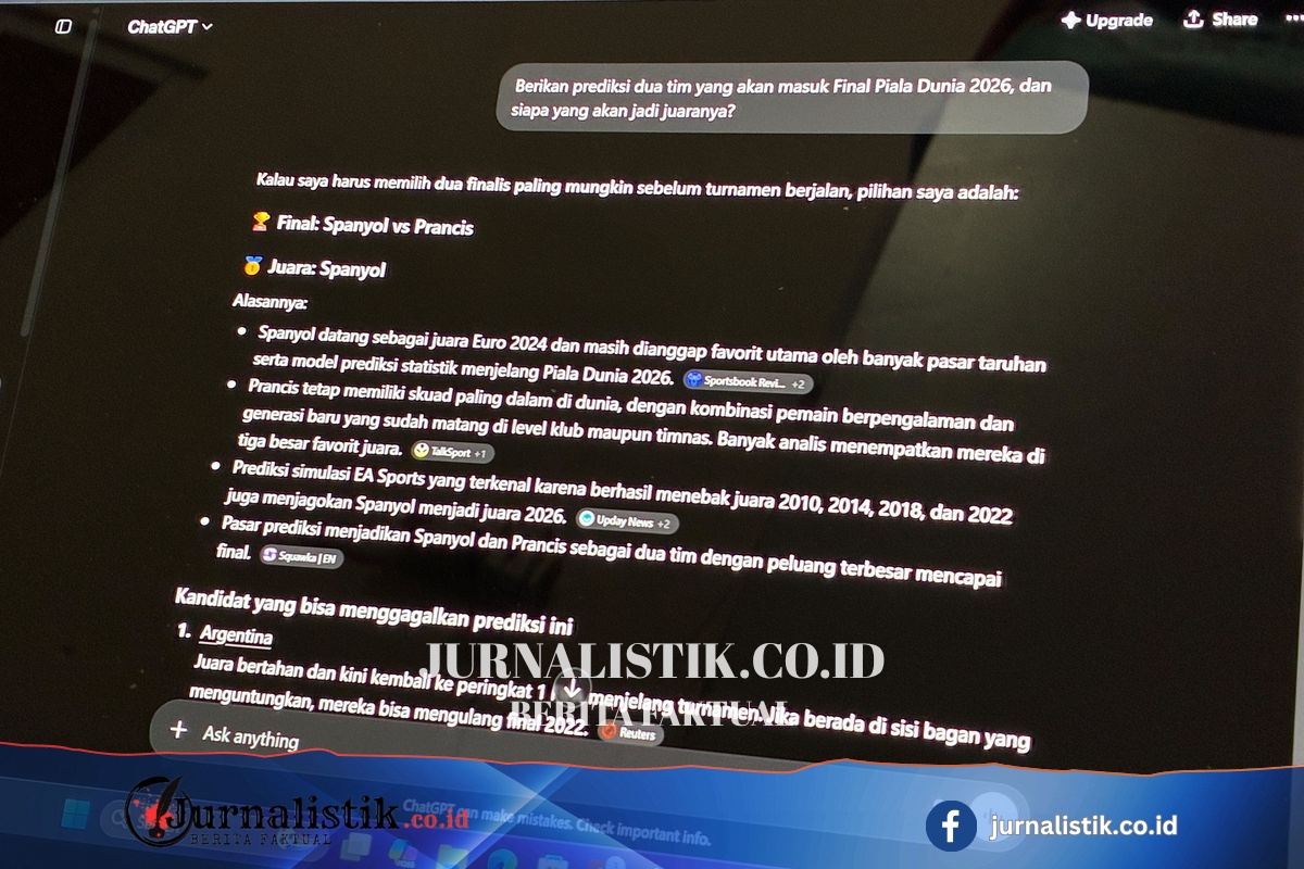 Ramalan 6 AI soal Piala Dunia 2026, Dua Negara Jadi Favorit Tekno 13 Juni 2026