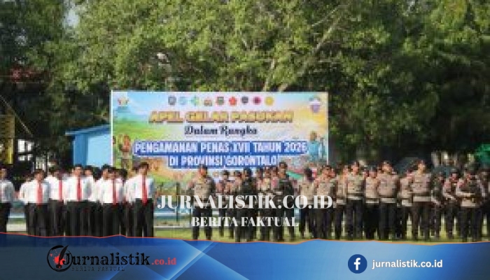 Karo Ops Polda Gorontalo Memimpin Apel Gelar Pasukan Pengamanan PENAS XVII Tahun 2026