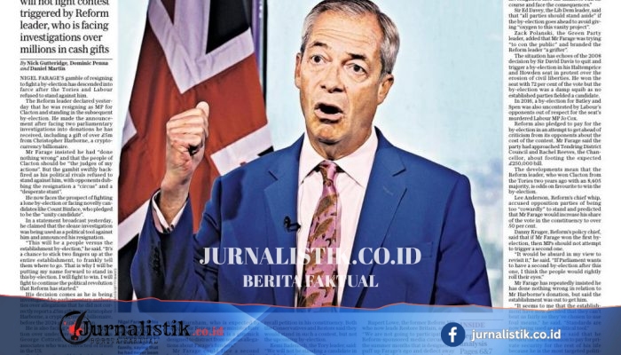 Farage: “Rakyat yang menilai”—langkah pemilu sela di Clacton dinilai berujung sandiwara