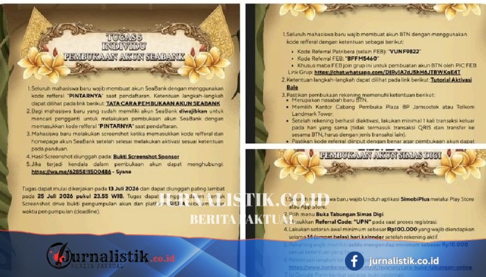 BTN Memastikan Materi Viral PKKMB UPN Veteran Jakarta soal Wajib Buka Rekening Bank Bukan Instruksi Resmi