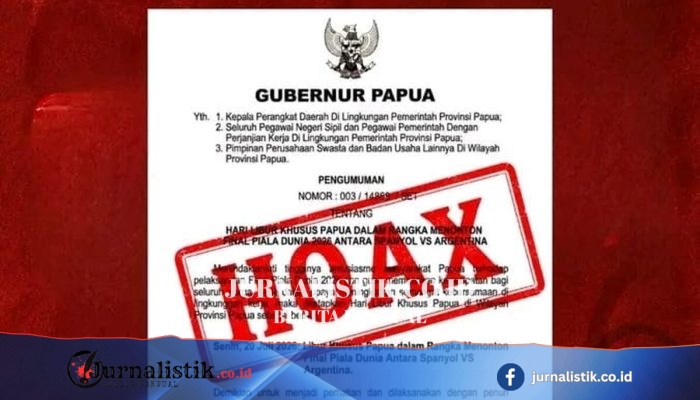 Pemprov Papua Tegaskan Flyer Hari Libur Nonton Final Piala Dunia 2026 (Spanyol-Argentina) Hoaks