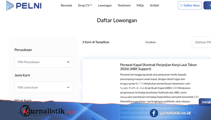 Rekrutmen PELNI 2026 Dibuka: Formasi Dokter Kapal dan Perawat Kapal, Syarat, serta Cara Daftar