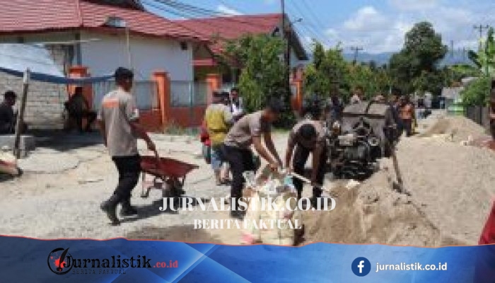 Hari ke-1 Gotong Royong Bangun Harapan: Brimob Gorontalo bersama Warga Perbaiki Dua Titik Jalan Rusak di Desa Isimu Raya