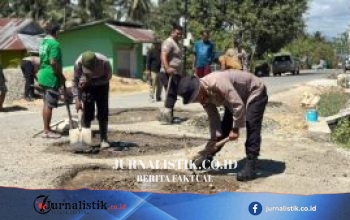 Enam Hari Gotong Royong: Brimob Gorontalo dan Warga Benahi Dua Titik Jalan Rusak, Dukungan Material Terus Berlanjut