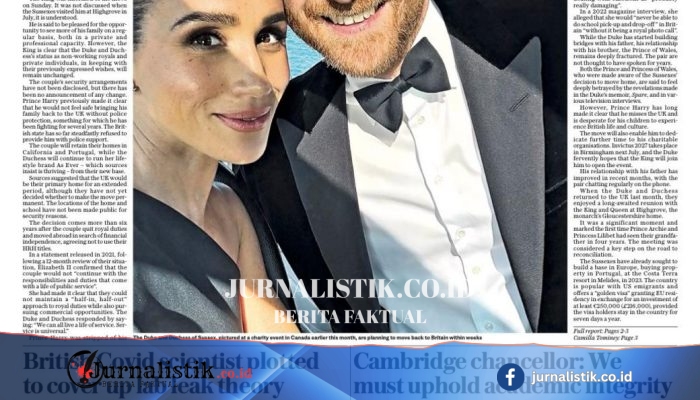 Koran Kamis menyorot rencana “pulang ke Inggris” Harry dan Meghan serta tragedi tur sehari