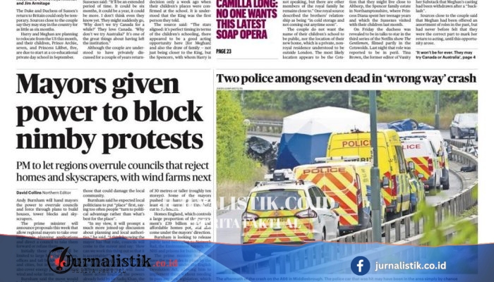 Headline koran Minggu: ‘Power to block nimby protests’ dan Meghan ‘deal could be off’