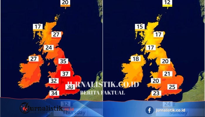 Cuaca Inggris akhir pekan: Suhu turun 10–15°C saat gelombang panas kelima mereda