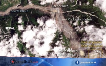 Citra satelit menyingkap dampak banjir bandang Nepal: desa, jembatan, dan perlintasan Nepal–Tibet lenyap