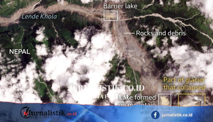 Citra satelit menyingkap dampak banjir bandang Nepal: desa, jembatan, dan perlintasan Nepal–Tibet lenyap