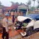 Alex Iskandar Alami Kecelakaan Tunggal, Mobil Anggota DPRD Lampung Utara Ringsek Tabrak Pagar