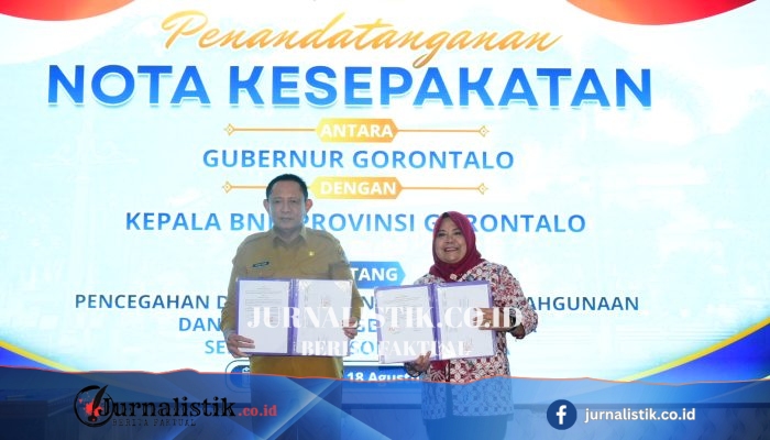 Gusnar Ismail Teken Nota dengan BNNP Gorontalo Perkuat Sinergi P4GN Cegah Narkoba