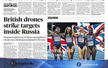 Headline surat kabar: drone buatan Inggris ‘strike Russia’ dan ‘Phone theft Britain’