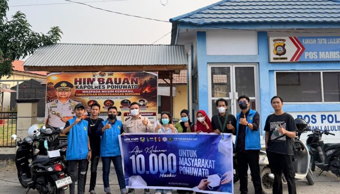 Kolaborasi YR TIM, KNPI dan Cipayung Plus Bagikan 10.000 Masker Gratis untuk Masyarakat Pohuwato
